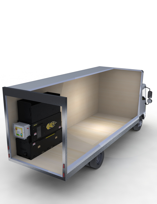Isoleringsmaskine i lastbil eller trailer