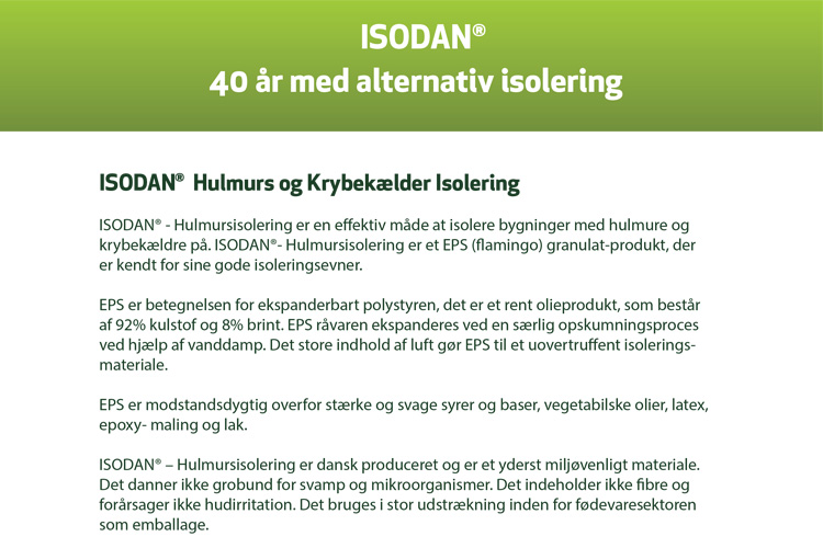 Dokumentation for isoleringsevne for EPS granulat