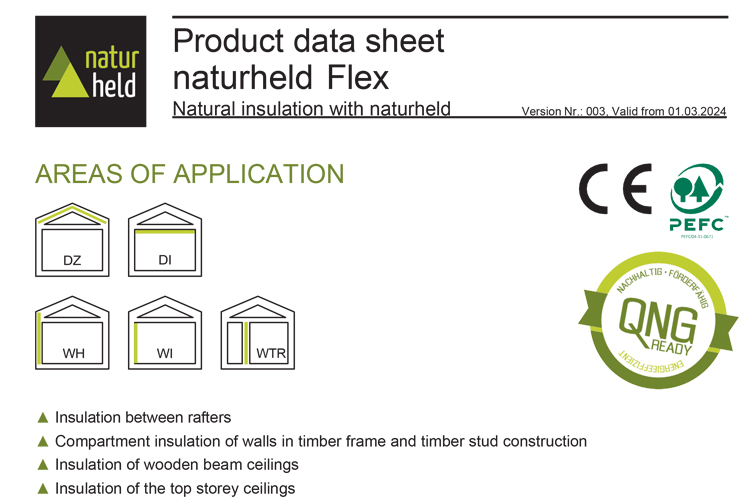 produktinformation naturheld flex batts træuld isolering