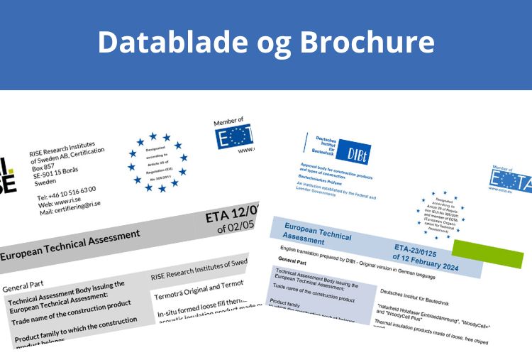 Datablade og brochure for isoleringsprodukter