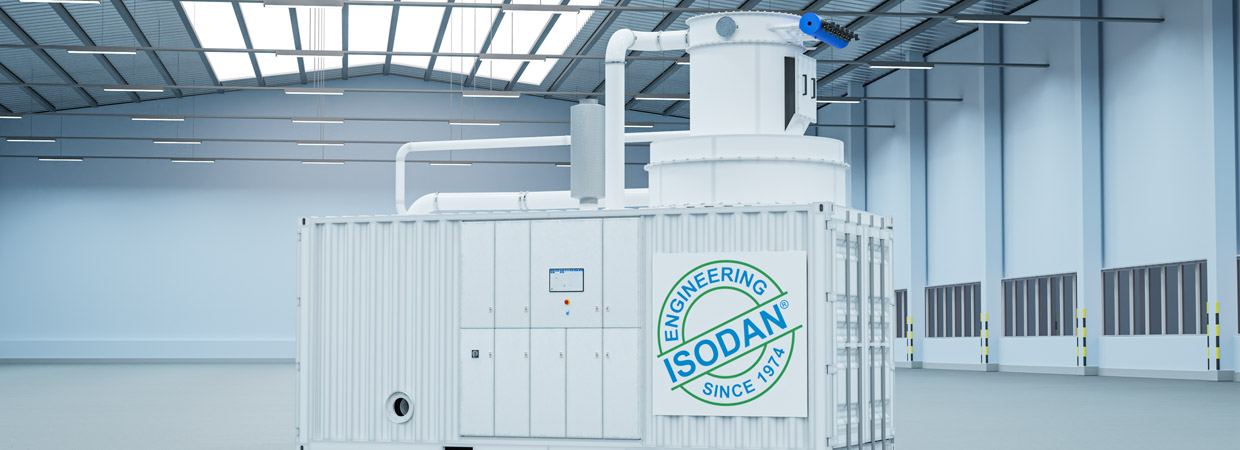 fremstilling af isoleringsmaterialer med mølle, neddeler og støvseparering