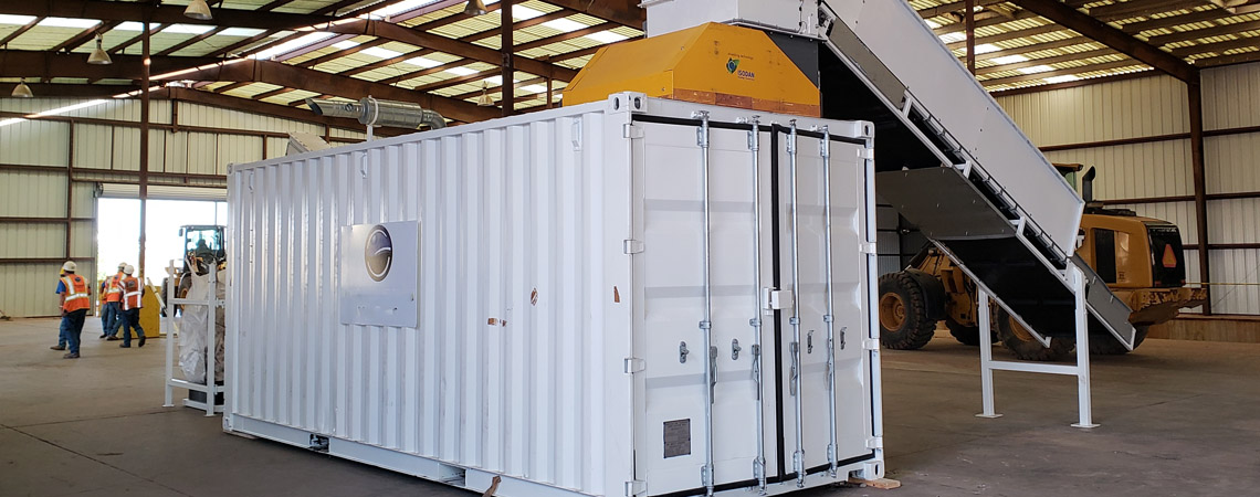 mobilt produktionanlæg til forarbejdning af glasfibermaterialer og kompositmaterialer